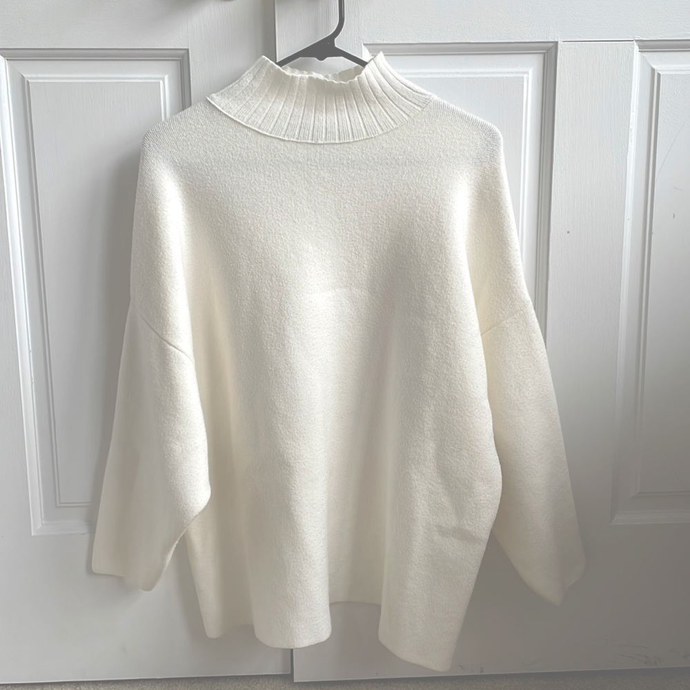 Oversized mock neck cream sweater/sweatshirt from zara